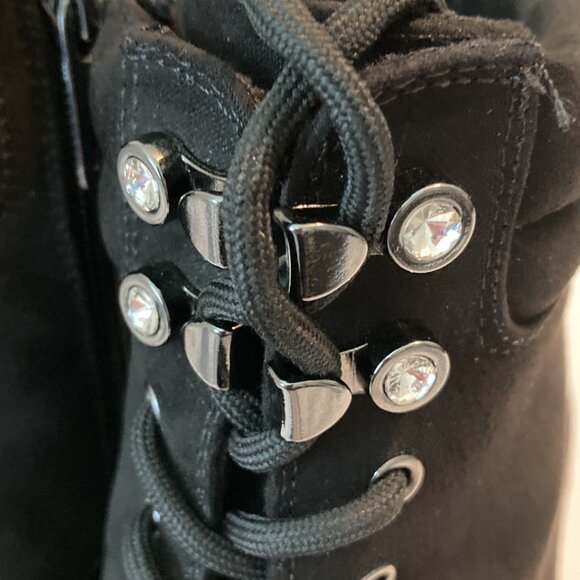 JLO Jennifer Lopez Georga Black Ankle Boots Women sz 6M Rhinestones Side Zippers - Picture 3 of 9